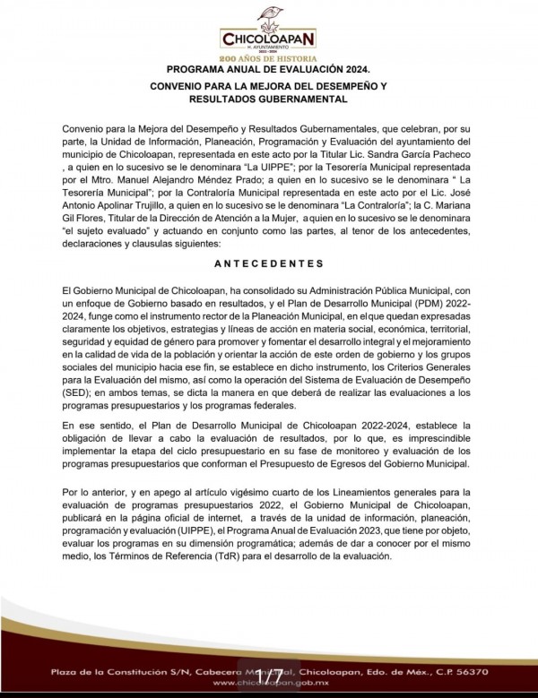 convenio para mejora de desempeño